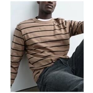 AYR Tan and Black Striped Long Sleeve Tee